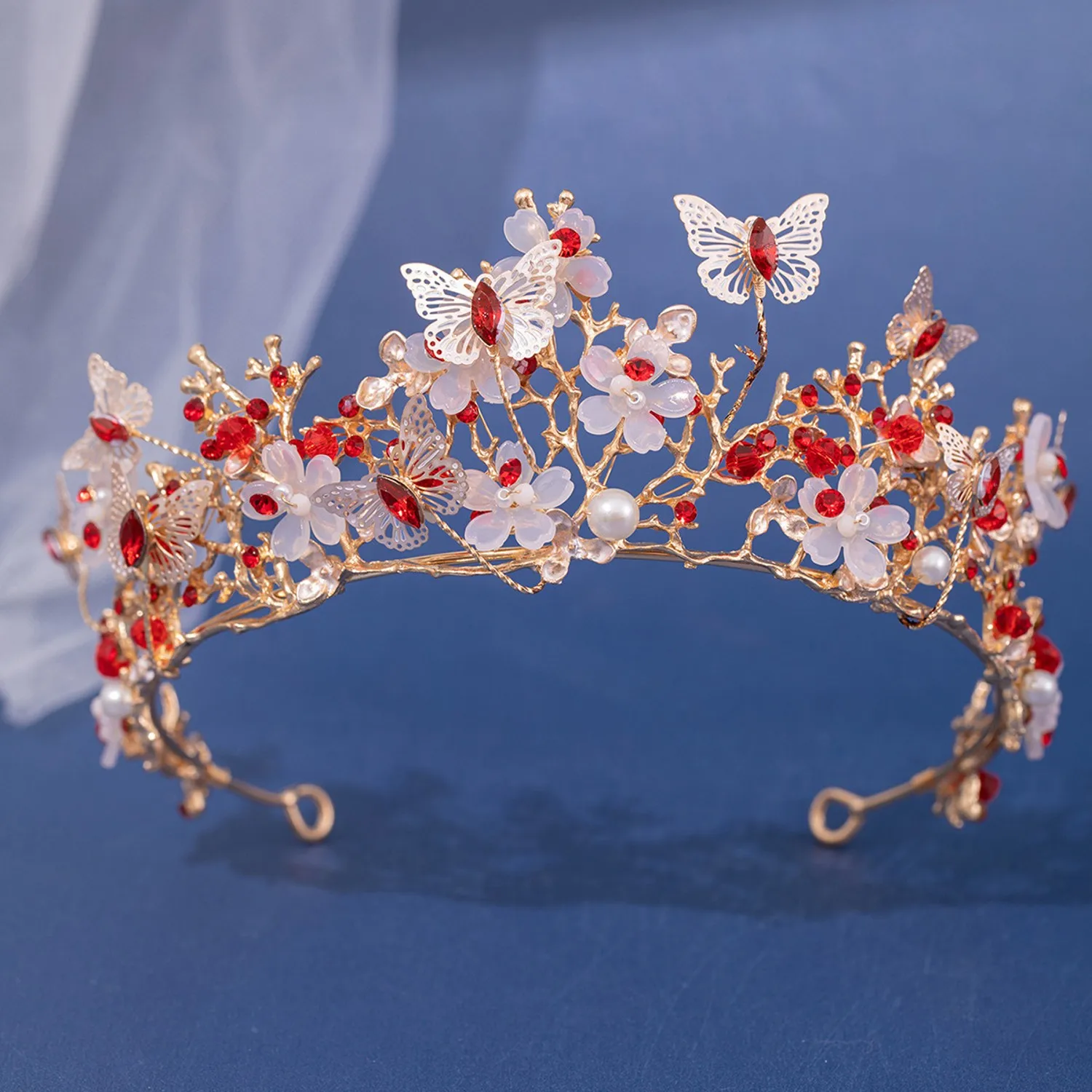 Baroque Silver Color Purple Crystal Butterfly Bridal Tiaras Crowns Headpiece Rhinestone Pageant Diadem Wedding Hair Accessories