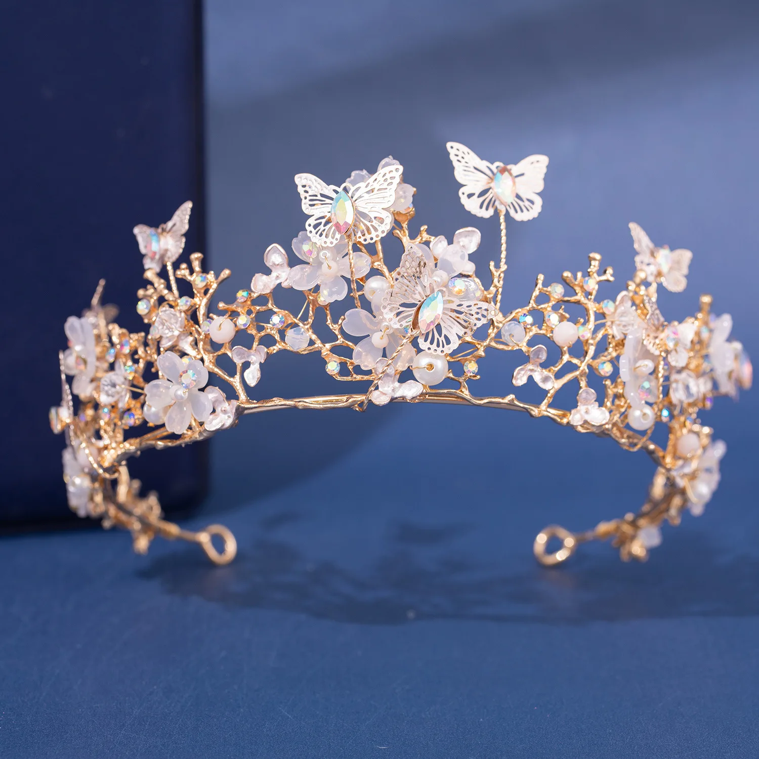 Baroque Silver Color Purple Crystal Butterfly Bridal Tiaras Crowns Headpiece Rhinestone Pageant Diadem Wedding Hair Accessories