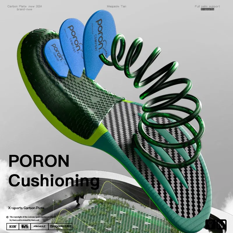 Color: Red, Shoe Size: 1.5 - Mcgola Racing Running Special Insole Marathon Physical Examination Full-Length Real Carbon Plate Running Enhancement with Speed Rebound