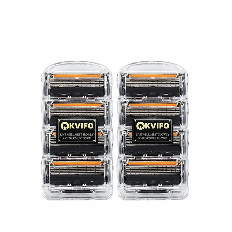 Color: WHITE - KVIFO High Quality 5-ply Razor Manual Shaving Blades Men Face Shaving Razor Replacement Cutter Heads & Razor Holders Sets