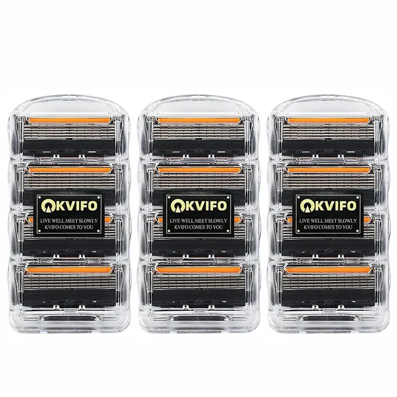 Color: WHITE - KVIFO High Quality 5-ply Razor Manual Shaving Blades Men Face Shaving Razor Replacement Cutter Heads & Razor Holders Sets