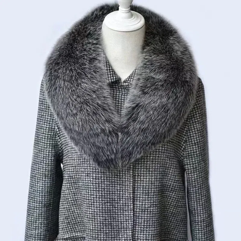 Color: GRAY, Size: XS?€old?‰ - Winter Real Fox Fur Collar Woman Furry Natural Raccoon Fur Scarf Shawls Luxury Neck Warmer Wraps For Coat Fur Scarves Large Size