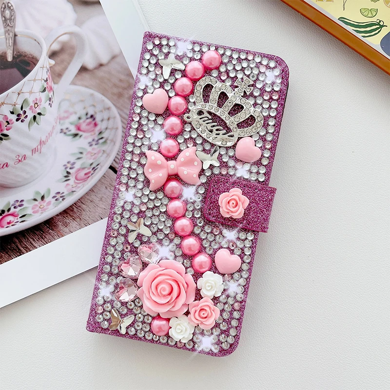 Color: PURPLE, Material: Silicon - Wallet Glitter Case For Samsung Galaxy S24 FE S23 Ultra S22 Plus S21 S20 A13 A14 A15 A16 A53 A54 A55 A34 Flip Luxury Leather