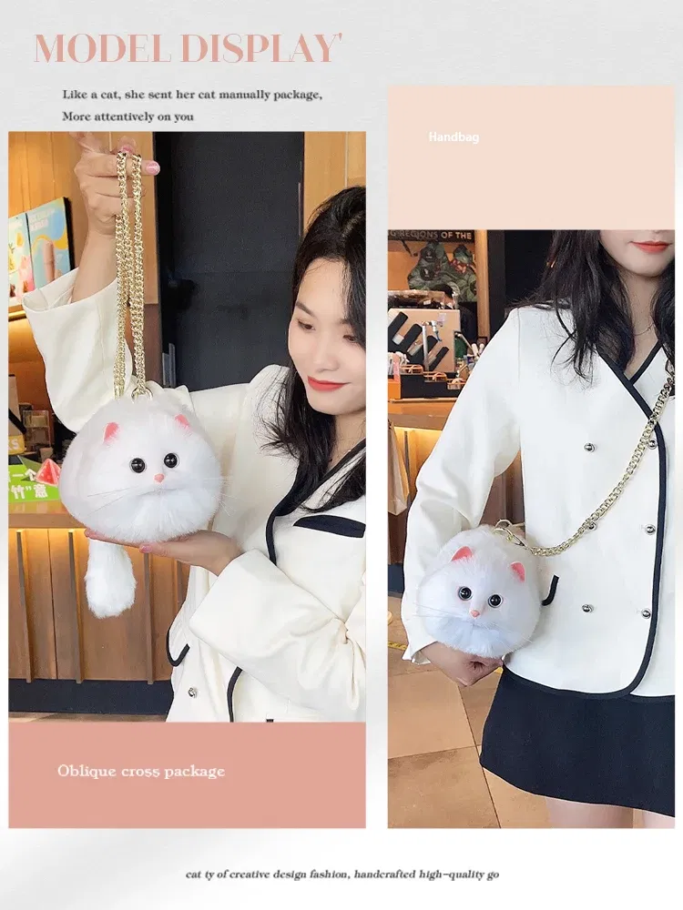Color: Ivory, Size: L - Cat Bag Female Niche Design Sense Summer New Popular Ins Style Crossbody Bag, Crossbody Bag, Strap Bag, Cat Cute Backpack