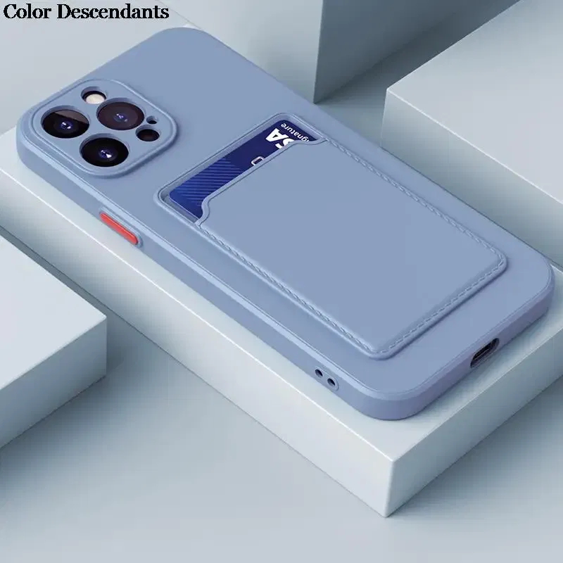 Color: black, Material: PVC - Card Holder Wallet Case For Samsung Galaxy A32 A53 A33 A13 A52 5G Case on A72 A22 A12 A51 A71 Shockproof Liquid Silicone Cover
