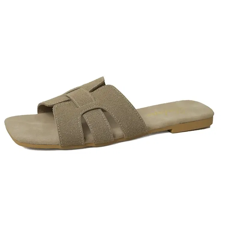Color: Khaki, Shoe Size: 39 - Summer New Women Slippers Flat Bottom Non-slip Outdoor Open Toe Beach Female Sandals Sexy Fashion Design Slides Woman Shoes