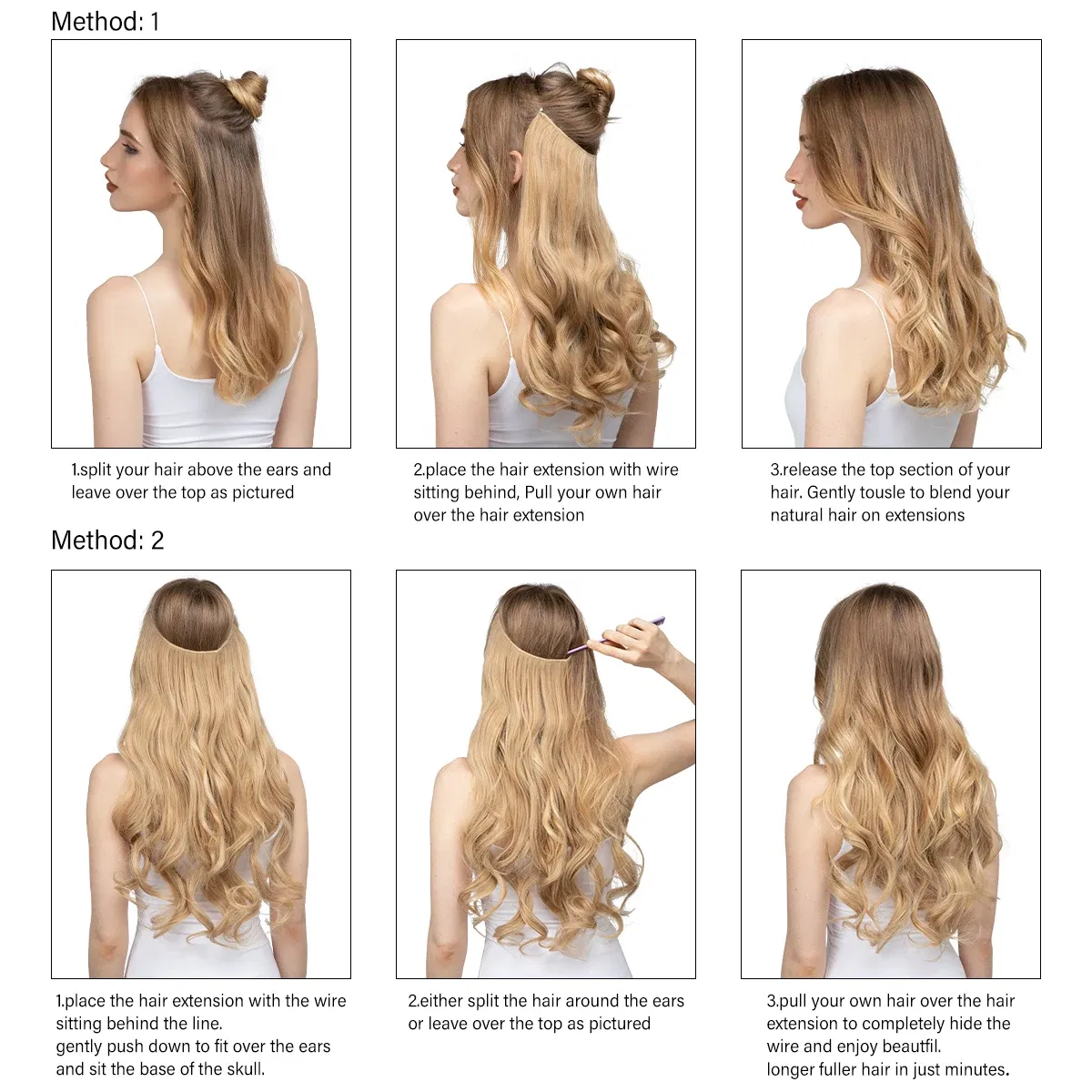 Color: T1B/350, Stretched Length: 22INCHES - Synthetic No Clip Wave Hair Extensions Ombre Natural Black Blonde Pink One Piece False Hairpiece Fish Line Fake Hair Piece