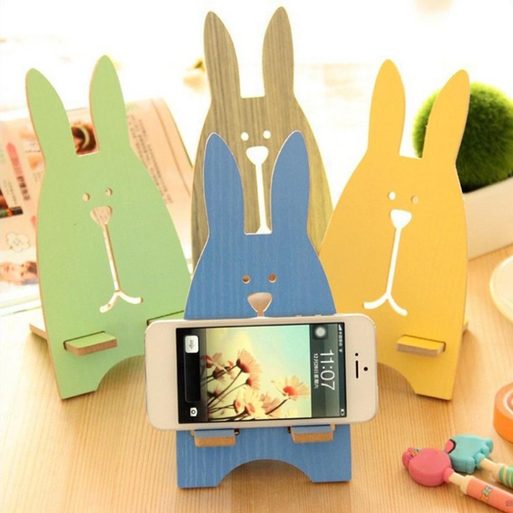 Color: Yellow - Portable Wood Mobile Phone Cellphone Holder Desktop Mount Stand Bracket Rack Mobile Phone Accessories 2021