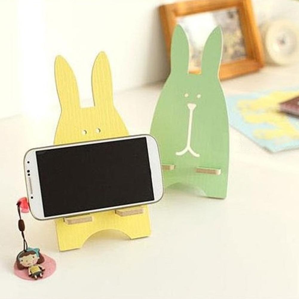 Color: Yellow - Portable Wood Mobile Phone Cellphone Holder Desktop Mount Stand Bracket Rack Mobile Phone Accessories 2021