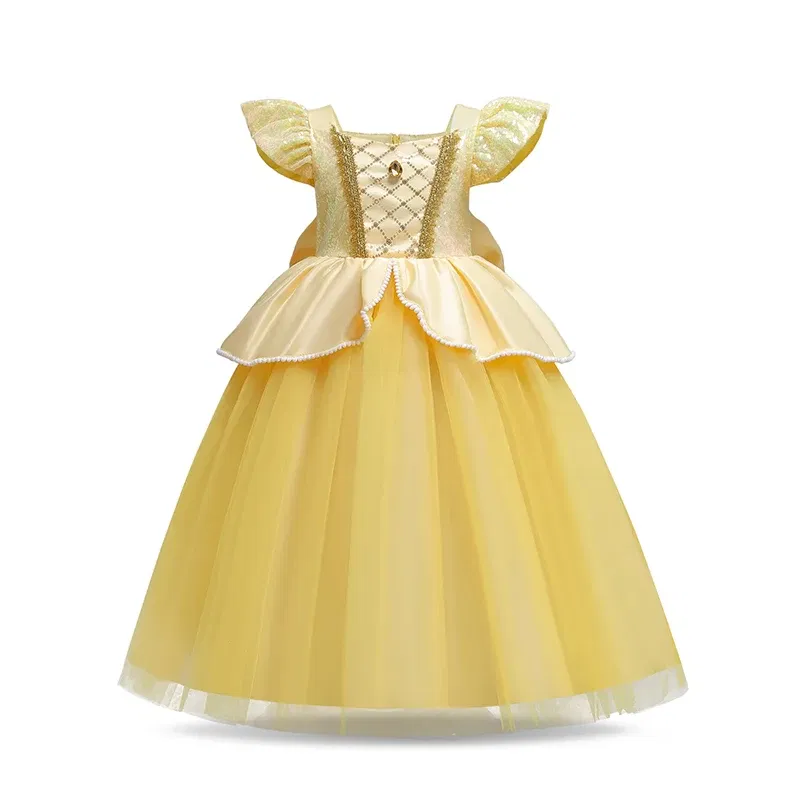 Color: army green, Kid Size: 14 - Disney Deluxe Elegant Rapunzel Princess Ball Gown Fancy Birthday Party Dress Cinderella Vestidos Costume Play Carnival Apparel