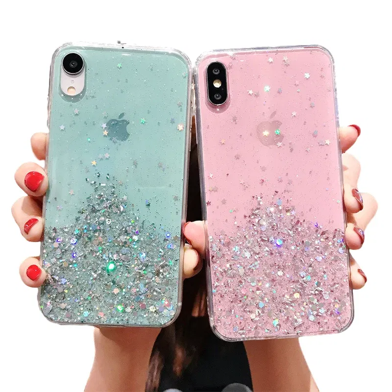 Color: PURPLE, Compatible-Phone Models: For iPhone 12 Pro Max - 16 Pro Max, Epoxy Resin Case, iPhone 15 Case with Sequins, Epoxy Case, iPhone 14 Case, Glitter Girls Designs, 13 Pro Max, 15Pro