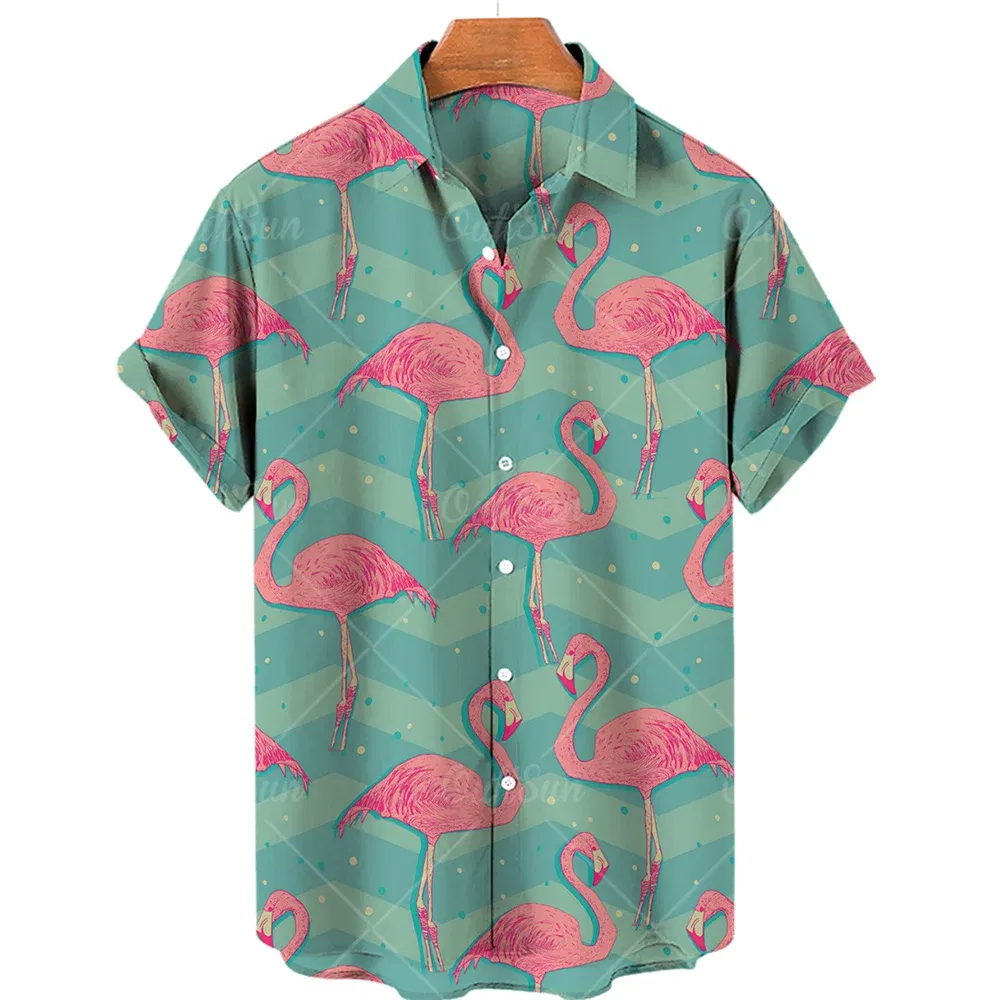Color: Dark Grey, Size: XXL - Duck 3d Print Shirts Men Fashion Hawaiian Shirt Short Sleeve Casual Beach Shirts Boys Single-Breasted Blouse Men's Clothing