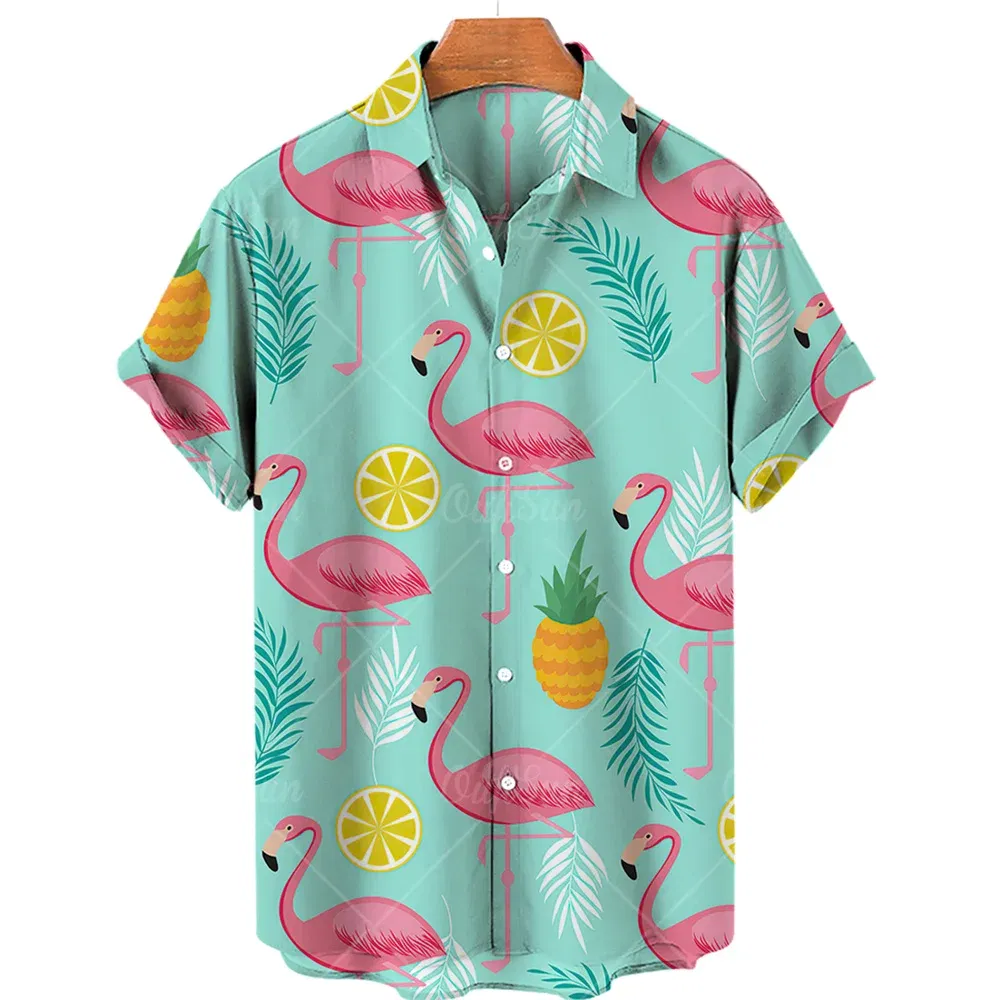 Color: Dark Grey, Size: XXL - Duck 3d Print Shirts Men Fashion Hawaiian Shirt Short Sleeve Casual Beach Shirts Boys Single-Breasted Blouse Men's Clothing