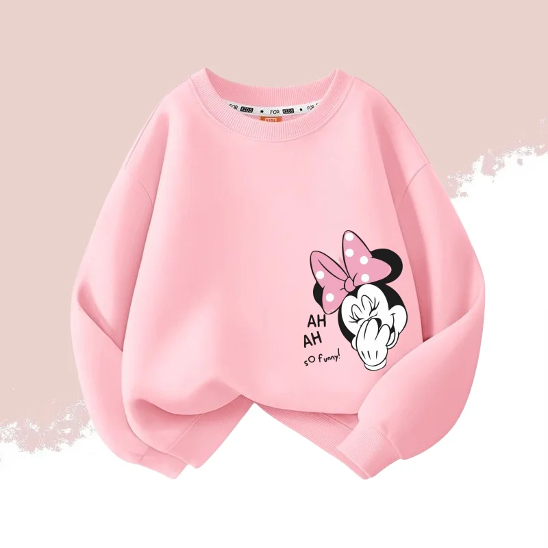 Color: Yellow, Kid Size: 7 - Autumn Baby Girls Cotton Cloth Kid Boy Disney Minnie Printed Long Sleeve Sweatshirt Children Cartoon O-Neck Soft Breathable Top