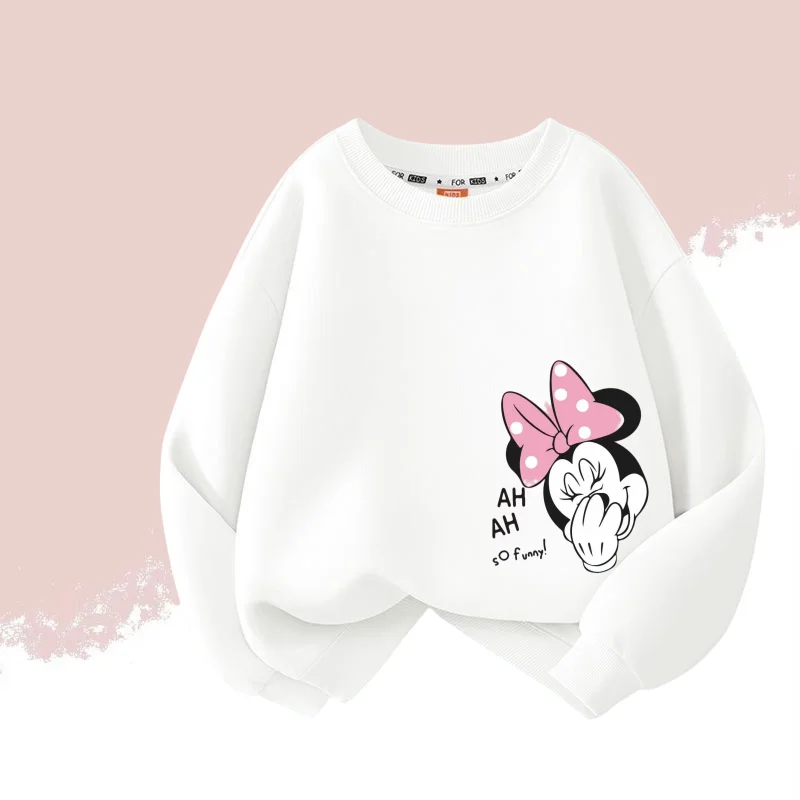 Color: Yellow, Kid Size: 7 - Autumn Baby Girls Cotton Cloth Kid Boy Disney Minnie Printed Long Sleeve Sweatshirt Children Cartoon O-Neck Soft Breathable Top