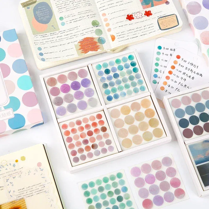 Color: Dark Khaki - 20 Sheets Watercolor Polka Dot Sticker Bullet Journaling Accessories Scrapbooking DIY Color Label Washi  Stationery Gift
