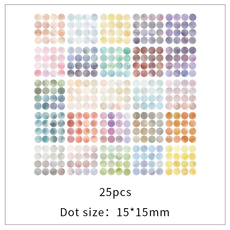 Color: Dark Khaki - 20 Sheets Watercolor Polka Dot Sticker Bullet Journaling Accessories Scrapbooking DIY Color Label Washi  Stationery Gift
