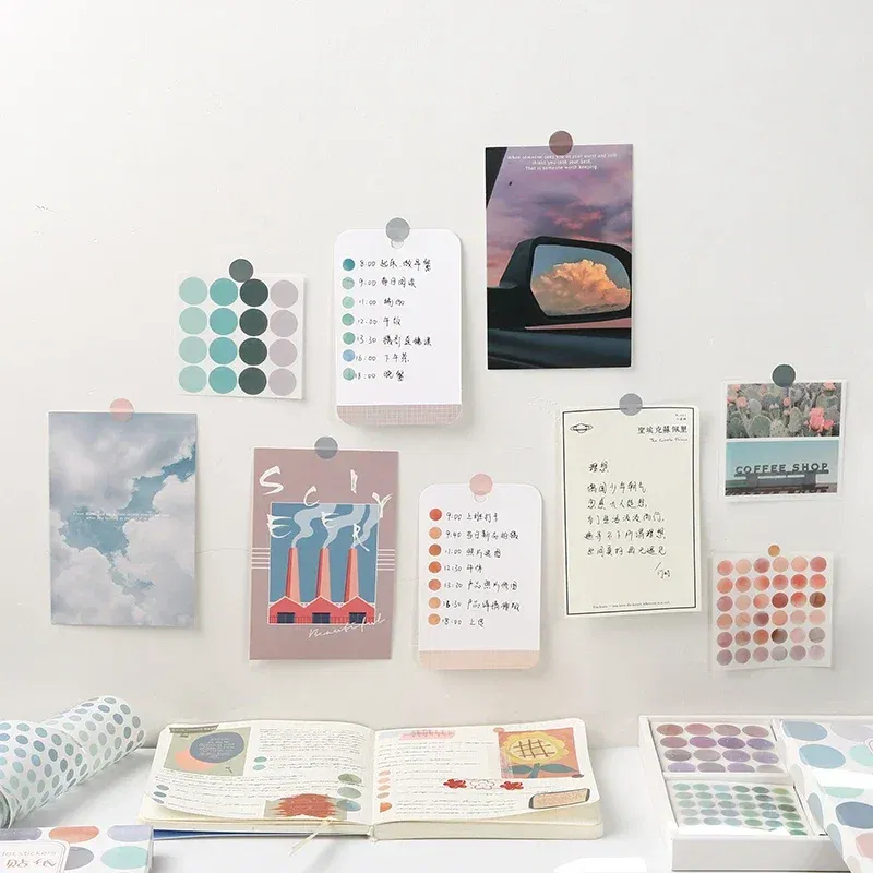 Color: Dark Khaki - 20 Sheets Watercolor Polka Dot Sticker Bullet Journaling Accessories Scrapbooking DIY Color Label Washi  Stationery Gift