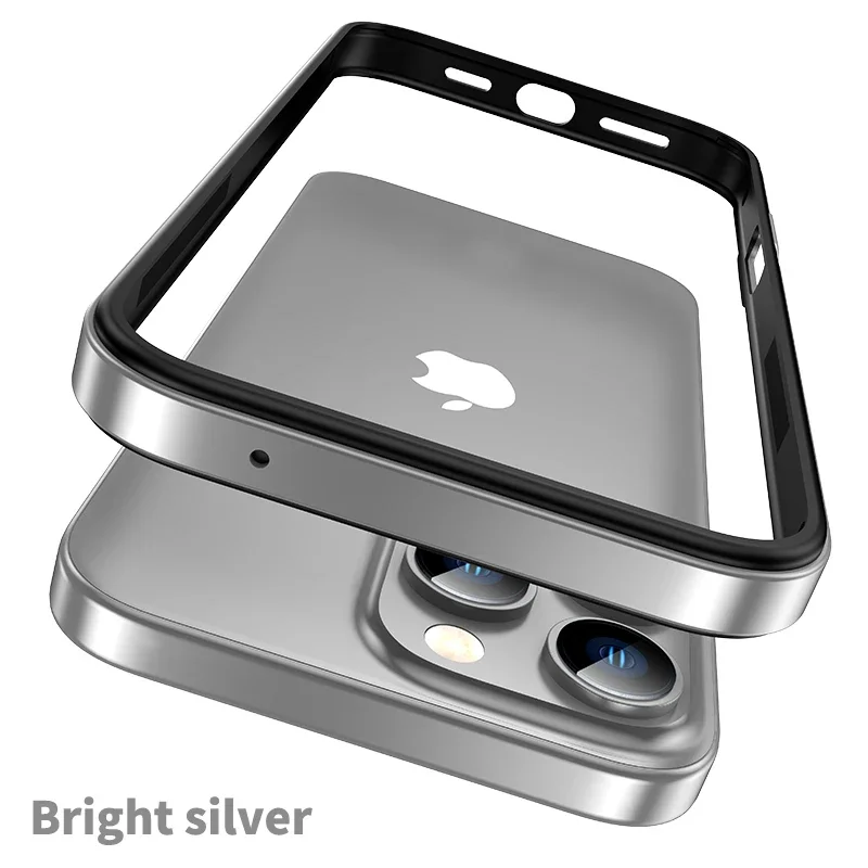 Color: SKY BLUE, Material: ABS - Titanium Metal Frame Bumper Shockproof Case for IPhone 16 15 Pro Max Plus 5G for Apple Solid Colour Protection Phone Cover