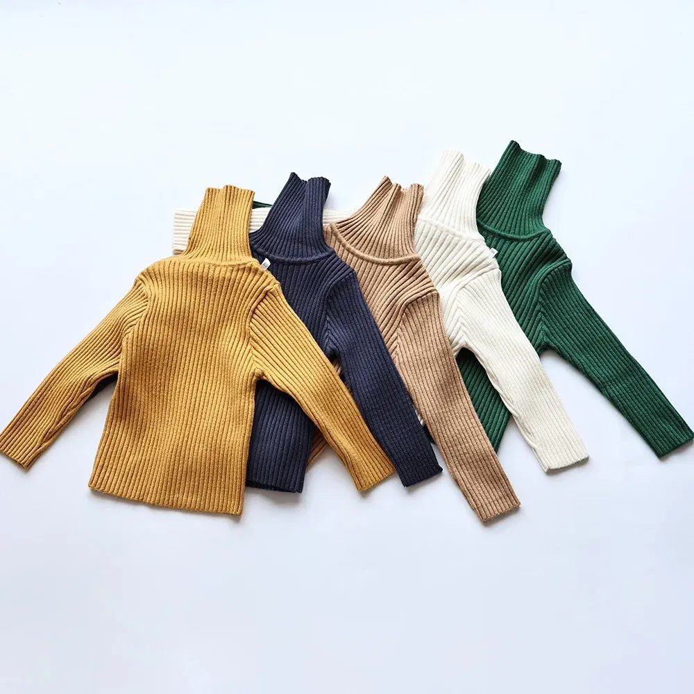 Color: SKY BLUE, Kid Size: 3T - MILANCEL Autumn Soft Tight Unisex Kids Knitwear Sweaters Solid Multi Color Girls Sweater Brief Boys Pullover Turtleneck Outwear