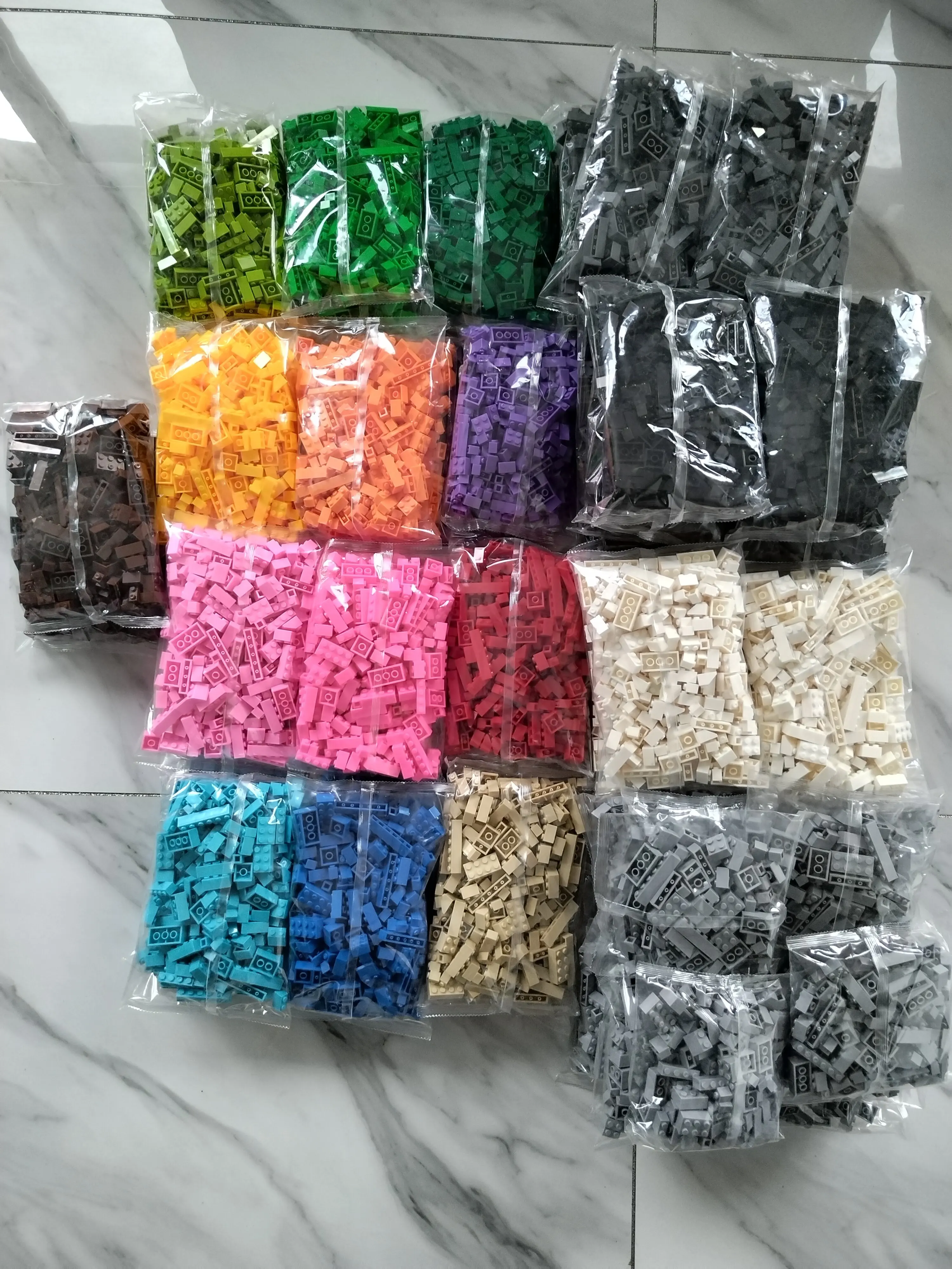 Color: WHITE - Bulk Building Blocks Large bricks 17 Single colour 260g Free assembly Compatible  LEGO Children's educational creative toys DIY