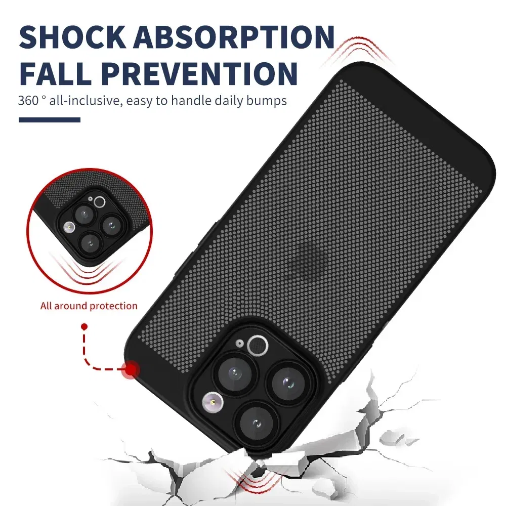 Color: Lavender, Compatible-Phone Models: For iPhone 16 Plus, Ships From: CHINA - Breathable Heat Dissipation Cooling Case For iPhone 16 Pro Max 15 14 13 12 11 PC Hard Back Cover