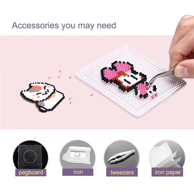 Color: DARK GRAY - 2.6mm Mini Beads 1000PCS Fuse Beads for Kids Gift Hama Beads Diy Puzzles Iron Beads High Quality