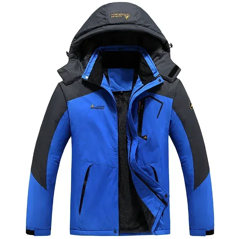 Color: Blue, Size: M - Autumn Winter Men's Windbreaker Waterproof and Warm Outdoor Hiking and Fishing Multi Pocket Wear-resistant Thick Jacket Men Coat