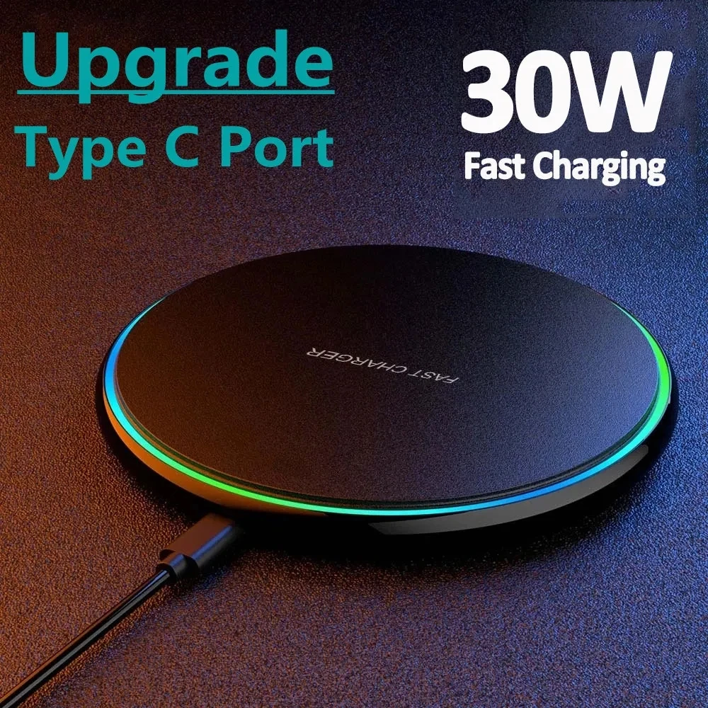 Color: GRAY - 30W Wireless Charger For iPhone 15 14 13 12 X Pro Max Induction Fast Charging Pad Dock Station For Samsung S23 S22 Xiaomi Huawei