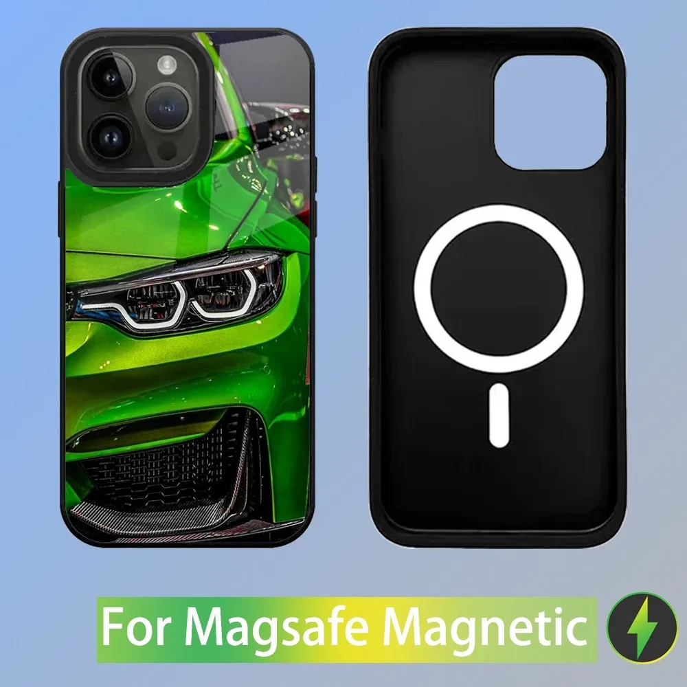 Color: Gold, Material: POLYESTER - Cool Sport Car B-BMW Phone Case For iPhone 16,15,14,13,12,11,Plus,Pro,Max Mini Magsafe Magnetic Wireless Charging