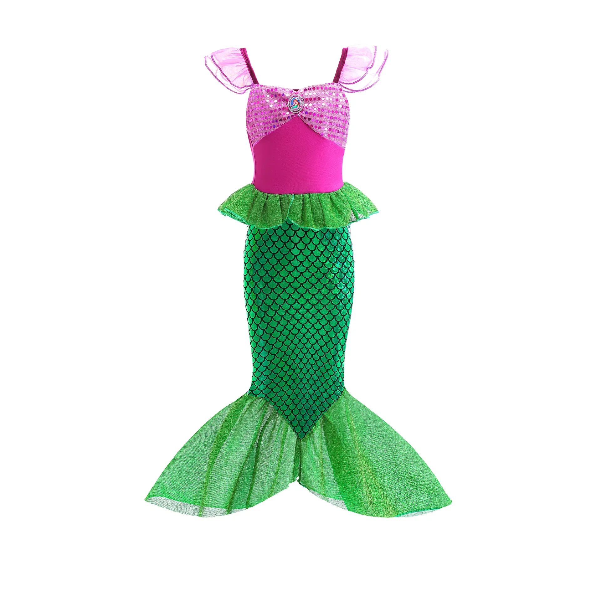 Color: PURPLE, Kid Size: 11 - Disney Little Mermaid Ariel Costumes for Girls Princess Dress Cosplay Halloween Carnival Kids Birthday Party Dress Up Clothing