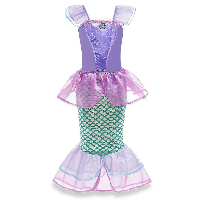 Color: PURPLE, Kid Size: 11 - Disney Little Mermaid Ariel Costumes for Girls Princess Dress Cosplay Halloween Carnival Kids Birthday Party Dress Up Clothing