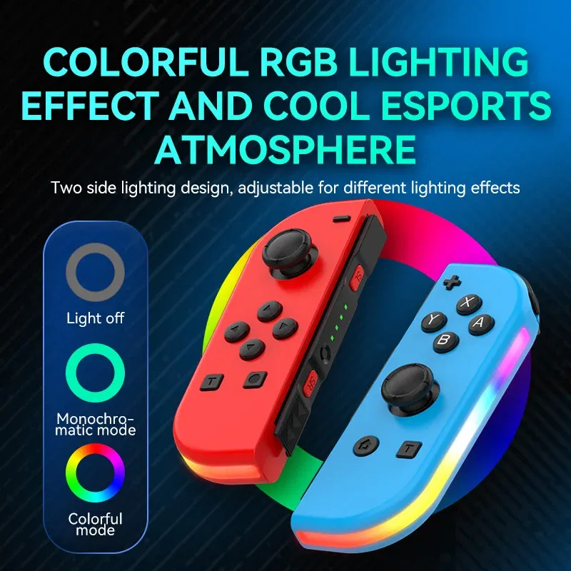 Color: Blue - STORM WYRM Bluetooth Joystick for Switch NS Game Left and Right Wireless RGB With Light Small Handle JOY-02