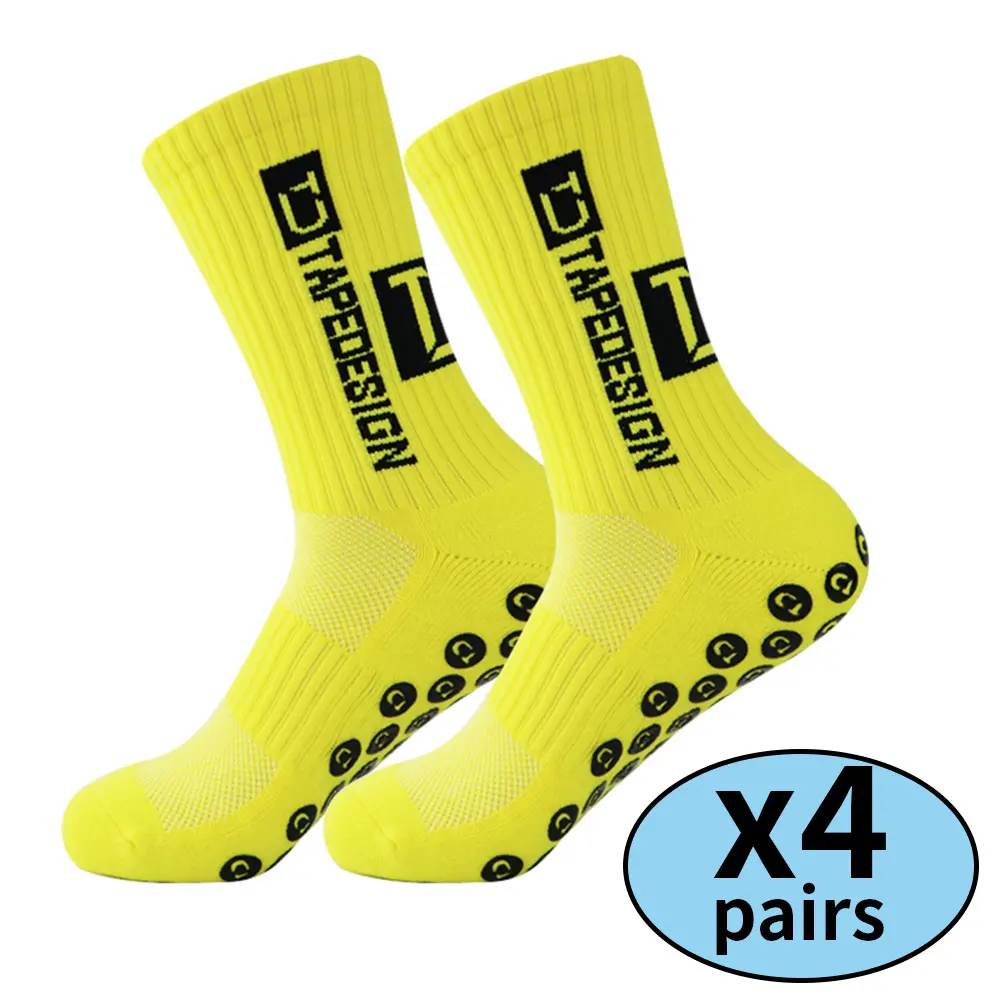 Color: green - 4 pairs of new non slip football socks, basketball socks, yoga socks, sports socks, outdoor sports socks
