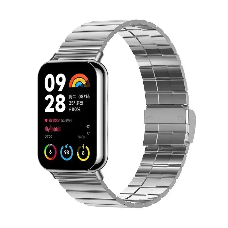 Color: Yellow, Size: XS - Bracelet For Xiaomi Mi Band 8 Pro Strap Xiaomi Mi Band 8 Pro Stainless Steel Bracelet Xiaomi MiBand 8 Pro Belt Watch Strap