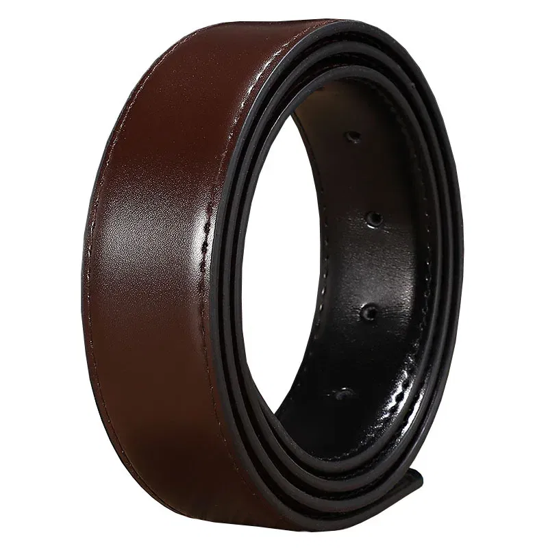 Color: black, Belt Length: 125cm, Ships From: CHINA - 2.8cm 3.0cm 3.3cm 3.5cm 3.8cm Wide Double-sided Cow Reversible Leather With Holes No Buckle Belt Without Buckle High Quality