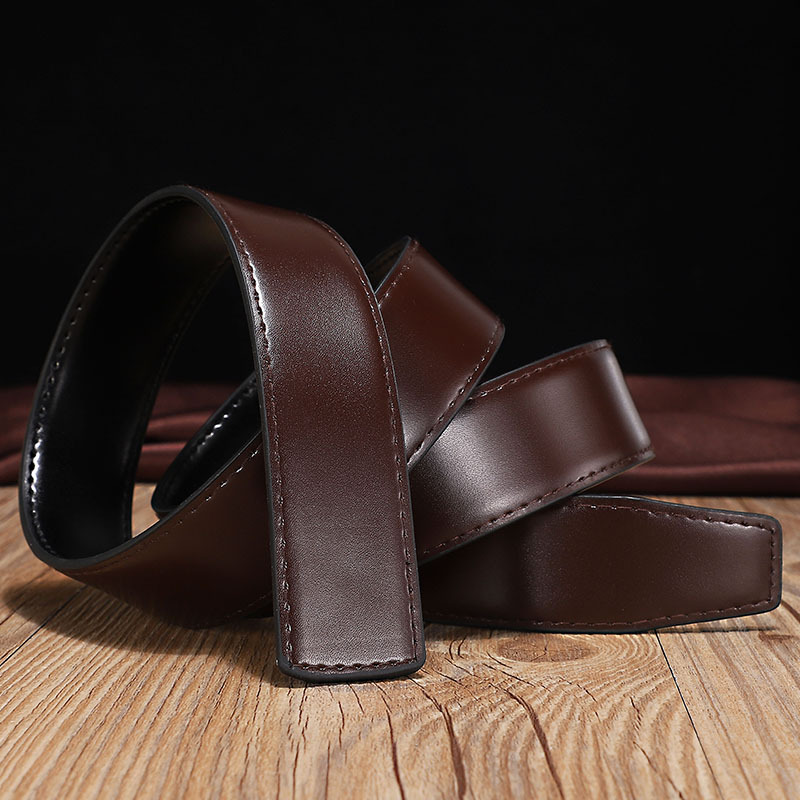 Color: black, Belt Length: 125cm, Ships From: CHINA - 2.8cm 3.0cm 3.3cm 3.5cm 3.8cm Wide Double-sided Cow Reversible Leather With Holes No Buckle Belt Without Buckle High Quality
