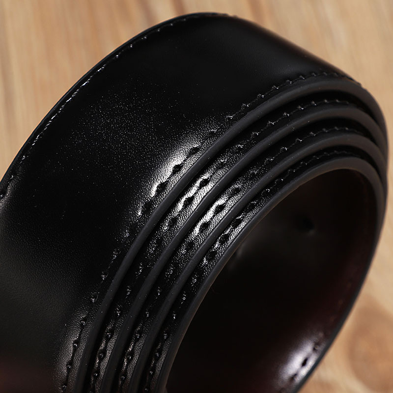 Color: black, Belt Length: 125cm, Ships From: CHINA - 2.8cm 3.0cm 3.3cm 3.5cm 3.8cm Wide Double-sided Cow Reversible Leather With Holes No Buckle Belt Without Buckle High Quality