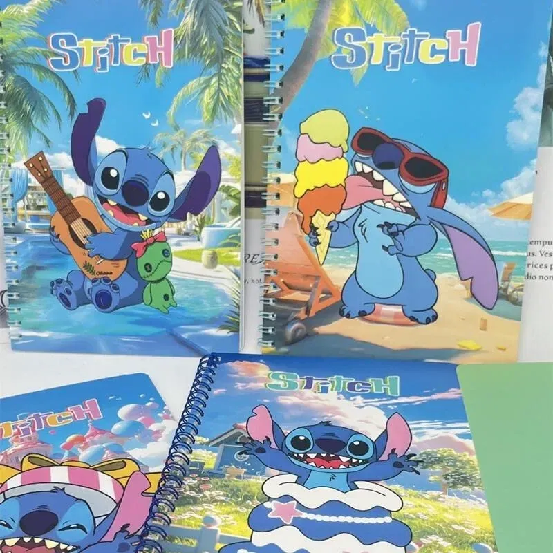 Color: Brown - Disney Stitch Notebook Cute Cartoon Anime Students Notepad Kids Diary Fashion Stationery Learning Supplies Kawaii Holiday Gifts