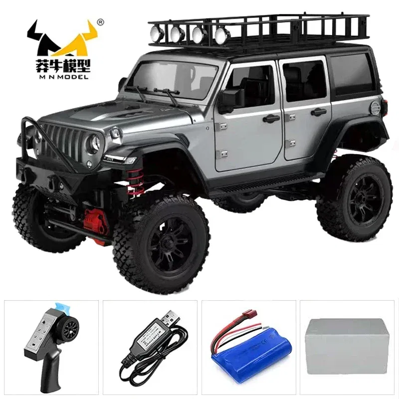 Color: GRAY - MN MN82 1:12 Retro Rc Car With LED Lights Full-scale Simulation LC79 Professional 4WD Remote Control Pickup RC Truck Model Toys