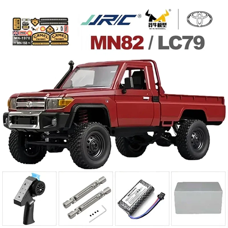 Color: GRAY - MN MN82 1:12 Retro Rc Car With LED Lights Full-scale Simulation LC79 Professional 4WD Remote Control Pickup RC Truck Model Toys