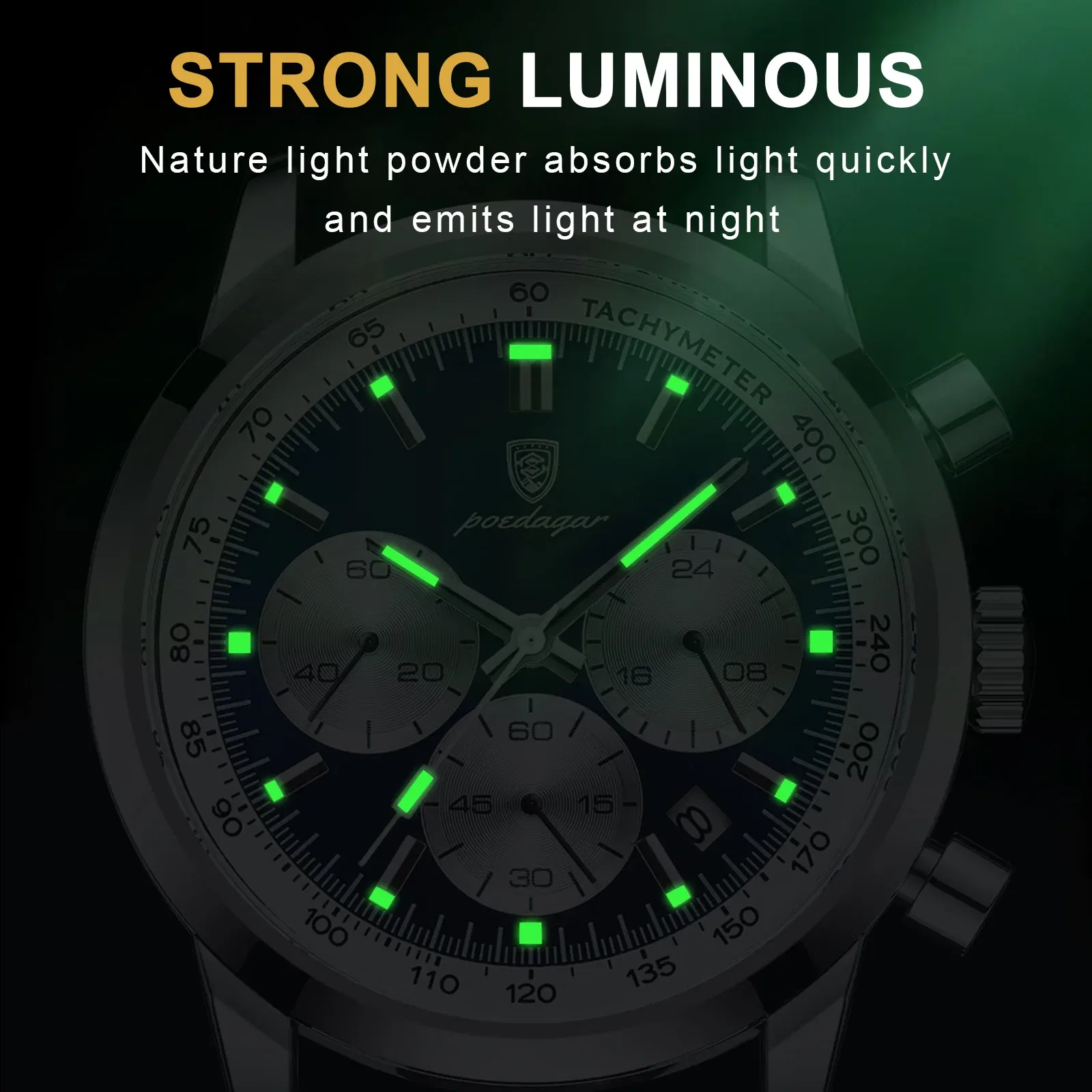 Color: Multicolor - POEDAGAR Man Wristwatch Luxury Sport Genuine Leather Men Quartz Watch For Men Chronograph Waterproof Luminous Date Men's Watches