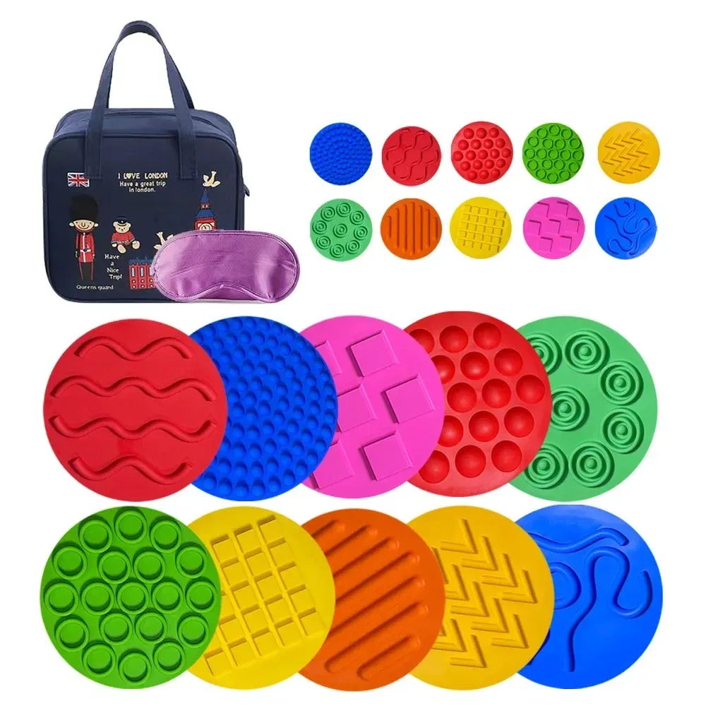 Color: Red - Children's Tactile Sensory Training Mat Acupressure Pad Foot Massage Mat Children's Baby Acupressure Pad Toe Pressure Pad