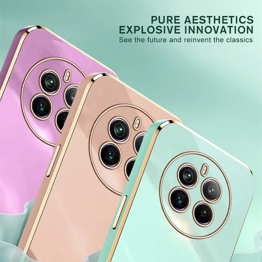 Material: ABS, Color: Pink - Realmi 12 Pro Plus 5G Case New Straight Edge Electroplating TPU Soft Cover For Realme 12 Pro+ 5G Protect Lens  Shockproof Coque