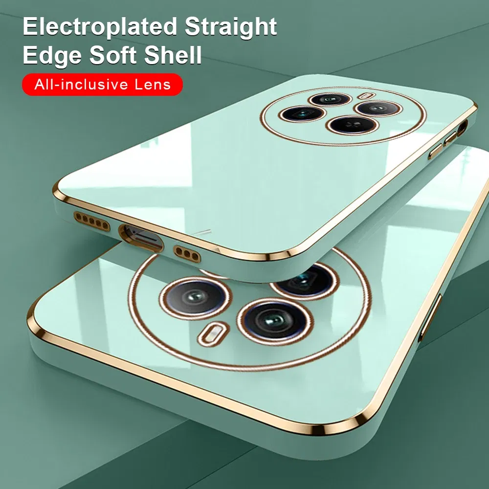 Material: ABS, Color: Pink - Realmi 12 Pro Plus 5G Case New Straight Edge Electroplating TPU Soft Cover For Realme 12 Pro+ 5G Protect Lens  Shockproof Coque