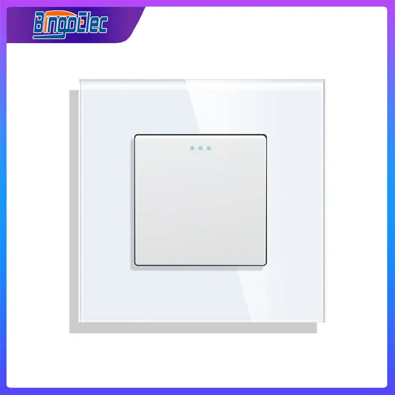 Color: Beige, Size: 3XL, Ships From: CHINA - Bingoelec Push Button Switch 1/2/3 Gang 1 Way 2 Way 3 Way EU Standard Home light Switch Crystal Glass Panel Wall switch