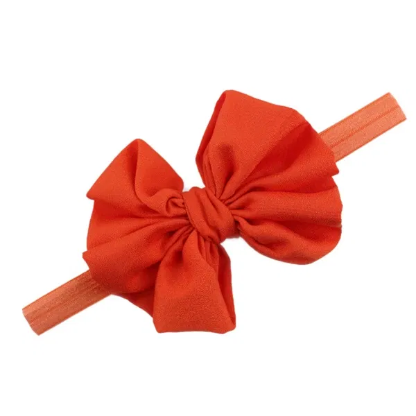 Color: Orange - Baby girls hair bow flower Headband  Kids Girls Bowknot Elastic Hair Band Headwear Newborn Head Band children hair Accessories