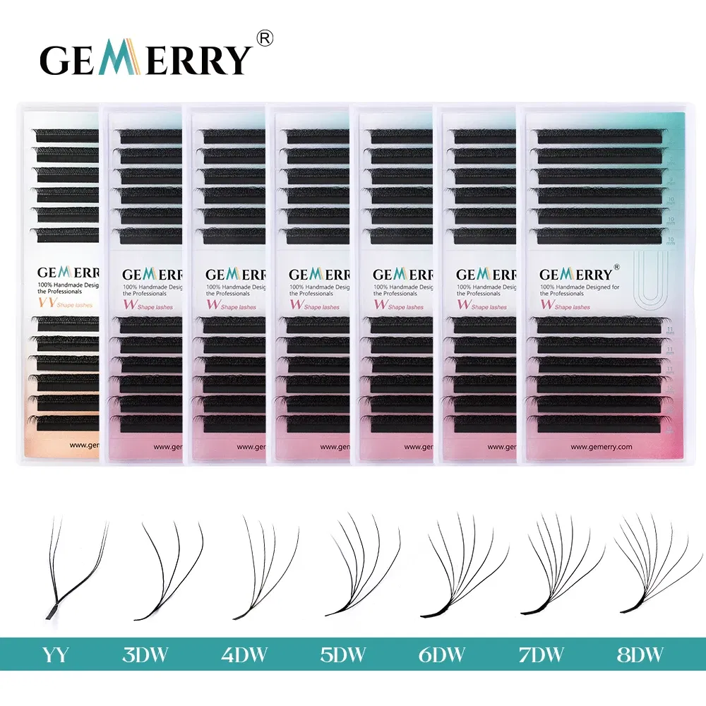 Color: Clear, Curl: C, Thickness: 0.07mm, Length: 11mm, Ships From: CHINA - Gemerry YY Shaped Eyelash Extension Automatic Flowering W Shape Bloom 3D 4D 5D 6D 8D Premade Fans Eyelash Makeup Volume Lashes