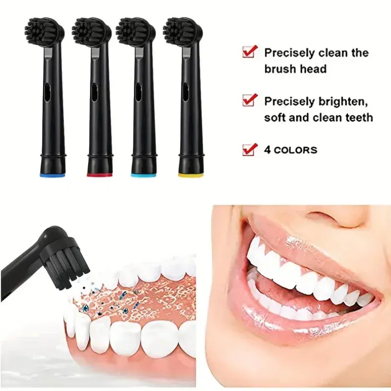 Color: Orange - Bamboo Charcoal Bristles Replacement Brush Heads For Oral B Electric Toothbrush Efficient Tooth Cleaning SB-17A Black Brush Head