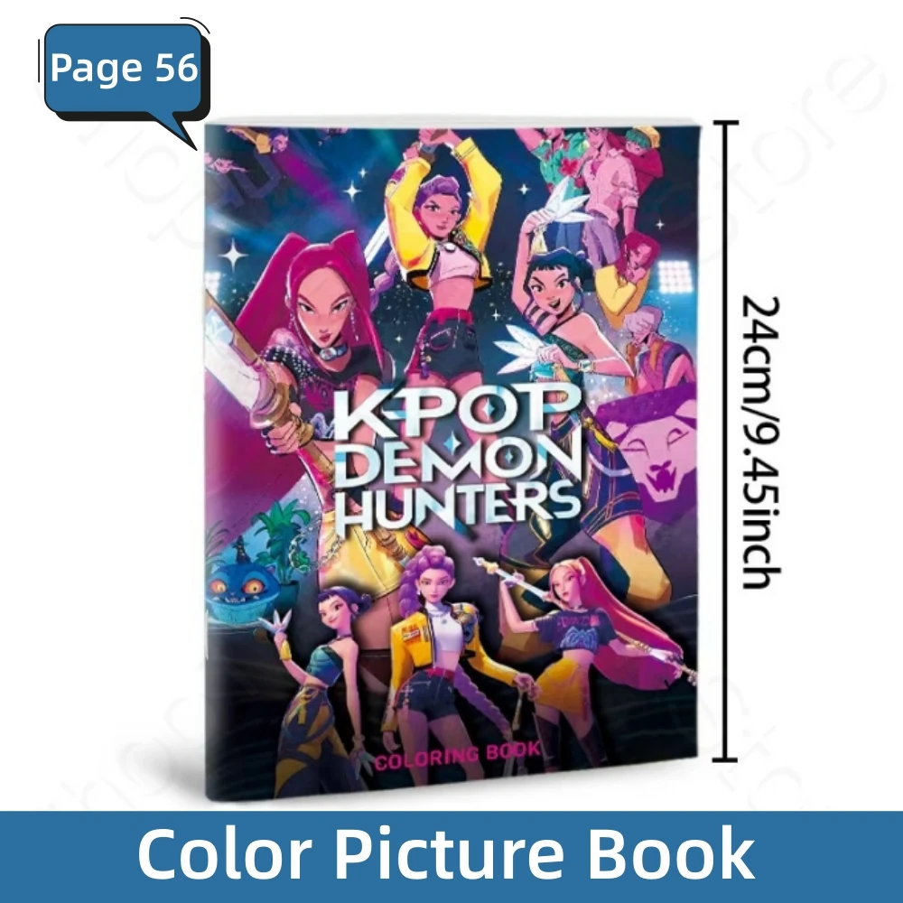 Color: light green - KPop Demon Hunter Coloring Books Anime Cartoon Line Drawing Children's Sketch Picture Book Kid's Birthday Gift / Christmas Gift